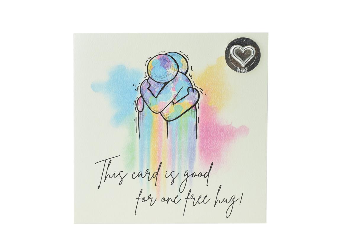 Artsy Hugging Card with Hug Token - Perfect for Friends or Family - Socially Distanced Hug