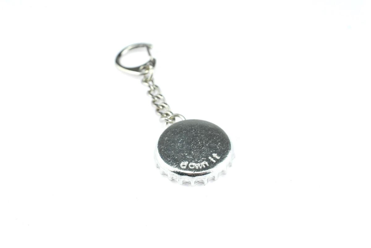Down It. Tin Bottle Cap Keyring/Keychain. Token. Birthday. Anniversary. Fathers Day. Best Man.
