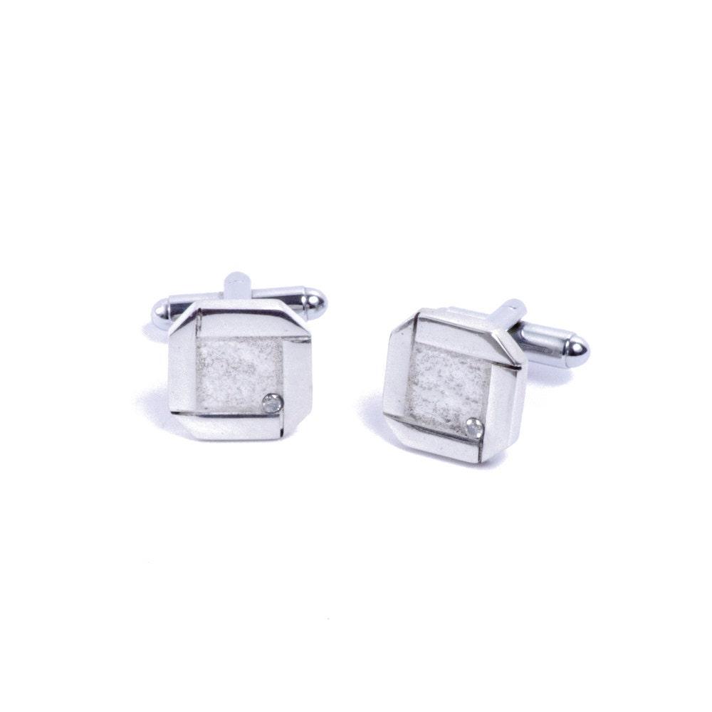 Rustic Tin & Diamond 10th Wedding Anniversary Cufflinks