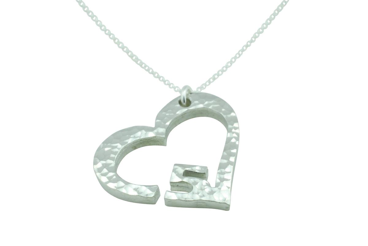 5th Anniversary Gift for Wife | Beaten Heart Pendant on Sterling Silver Chain | 5 Year Wedding Anniversary Necklace, Handmade Cornwall UK