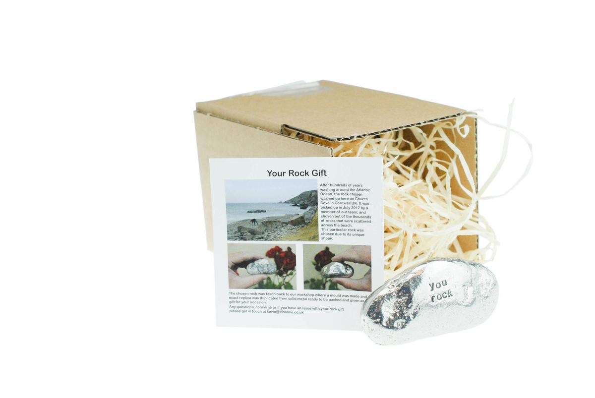 You Rock Gift - Solid Heavy Polished Metal Rock with "you rock" saying - Gift For Him and Her for Christmas, Anniversary or Valentines