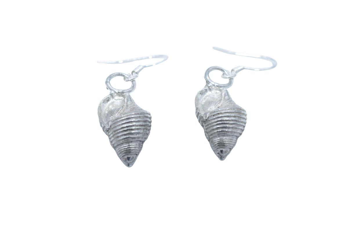 Tin Seashell Design Earrings - Anniversary or Birthday Gift. Nautical Themed Gift.