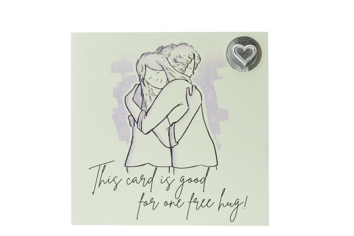 Girls Hugging Card with Hug Token - Perfect for Friends or Family - Socially Distanced Hug