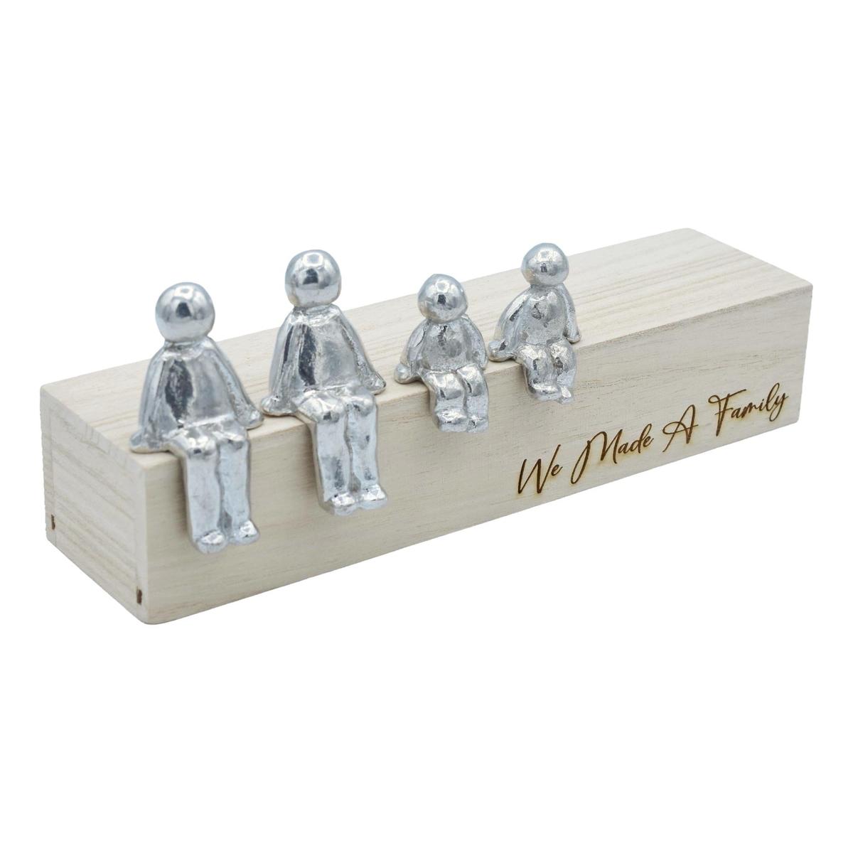 We Made a Family Sculpture Figurines - Birthday, Anniversary, New Baby, Wedding | Wooden Box Size & Grain Will Vary