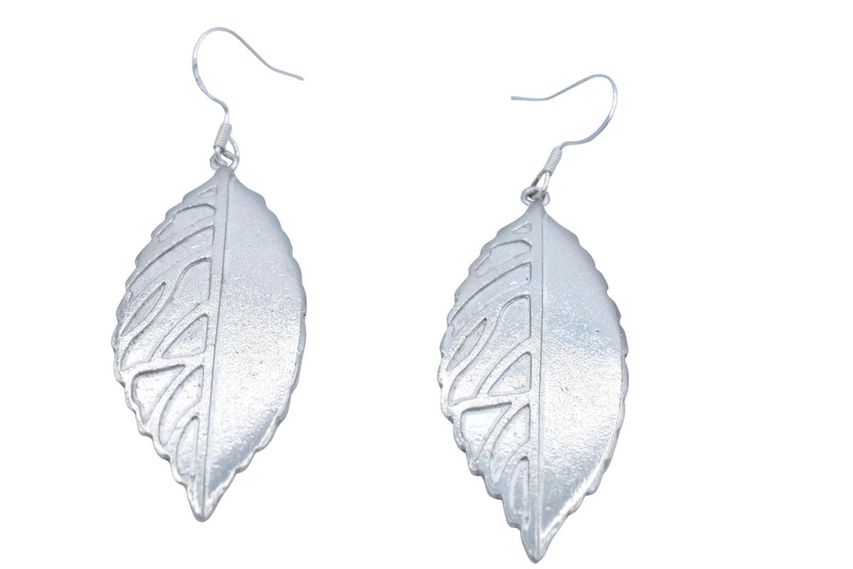 Tin Leaf Design Earrings - Anniversary or Birthday Gift