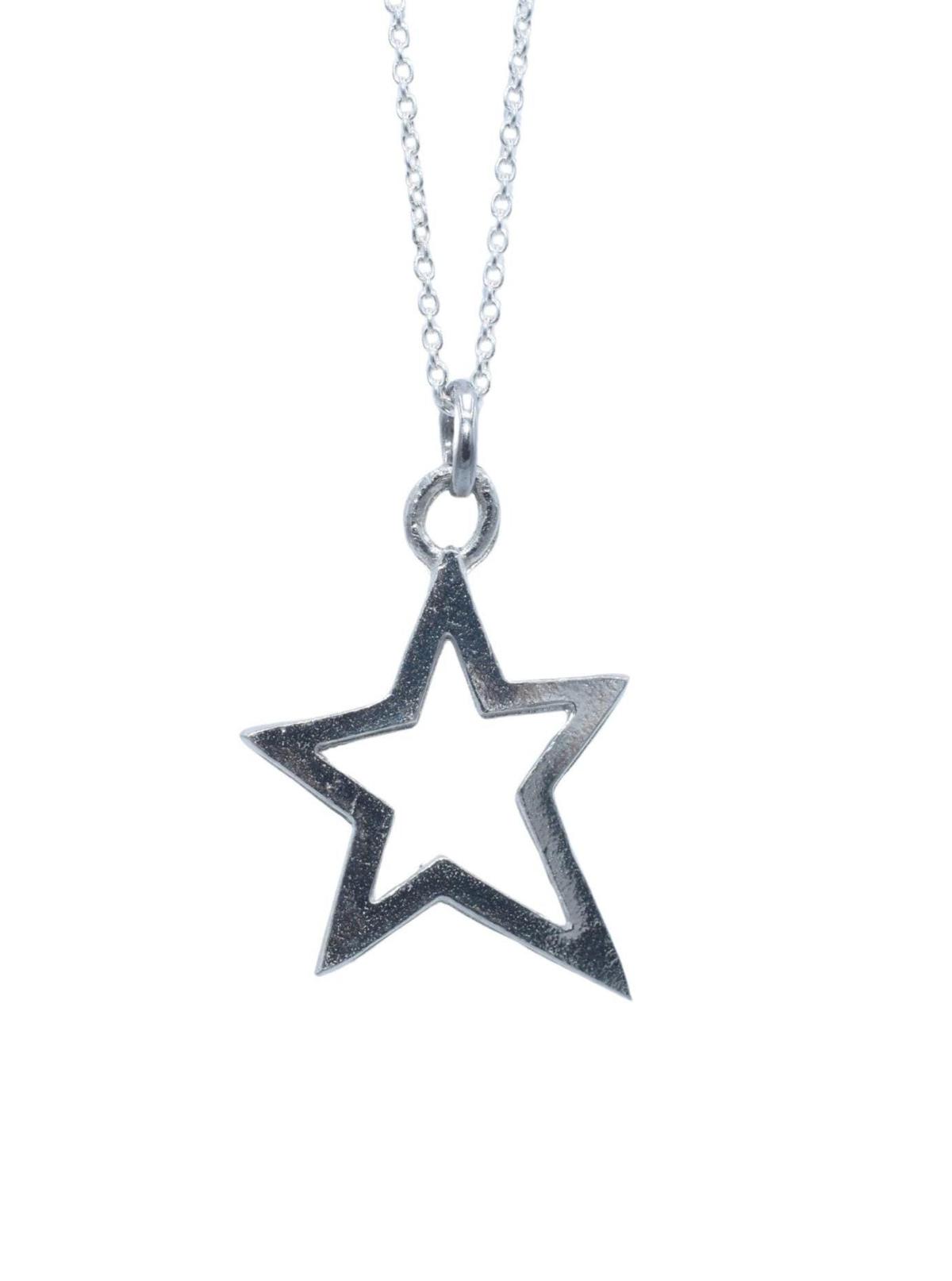 Tin Open Star Minimalist Necklace - 10th Wedding gift - Women's Pendant. Birthday Gift.