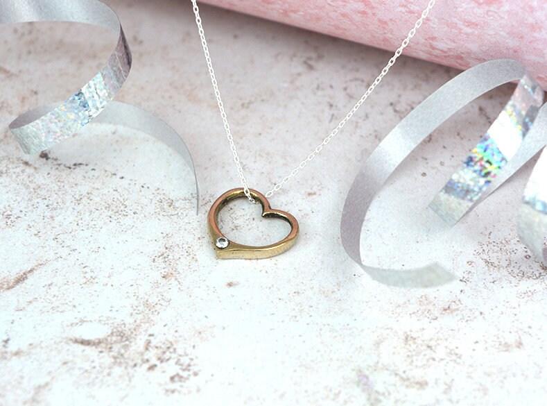 Bronze Open Heart Pendant for the 8th Wedding Anniversary Traditional
