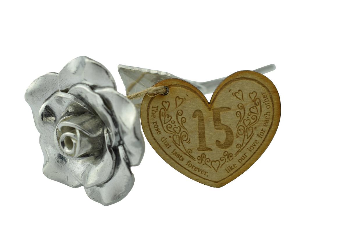15th Anniversary Forever Rose with Wooden Token